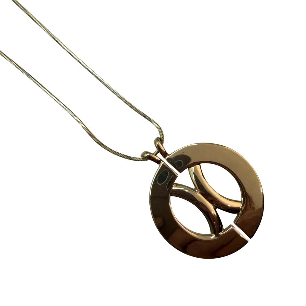White House Black Market Gold Long Pendant Statement Necklace